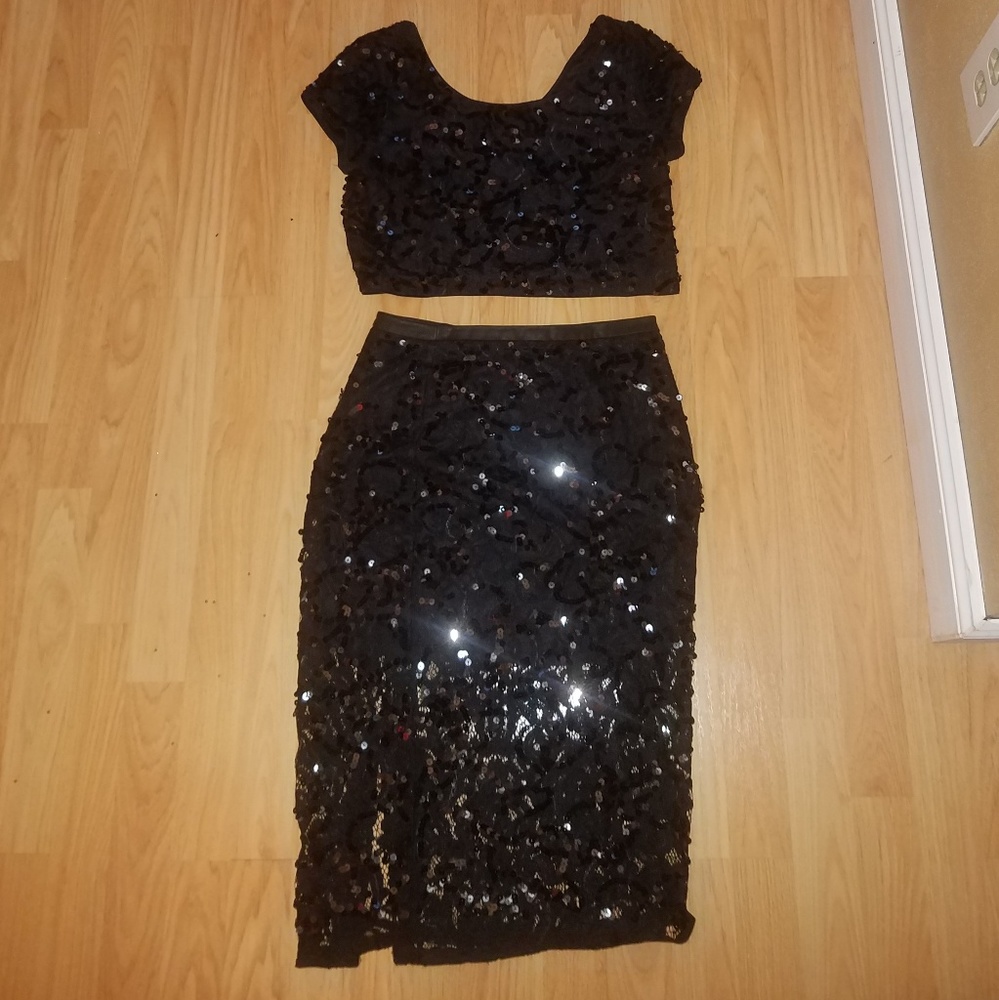 2 piece black party dress